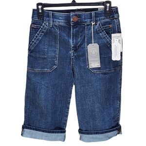 Wit & Wisdom 13" Inseam Bermuda Shorts Roll Cuff High Rise Ab Solution Indigo 4